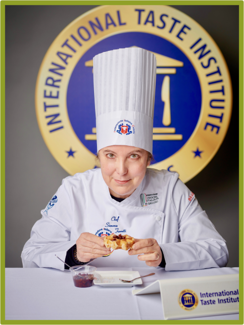 Chef Simona Ferretti with the International Taste Institute award